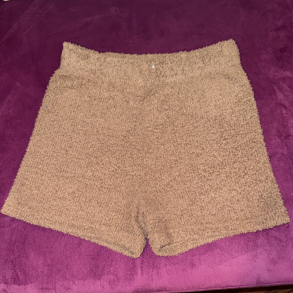 Streetwear Society High Waist Tan Textured Casual Dressy Cozy Shorts Medium